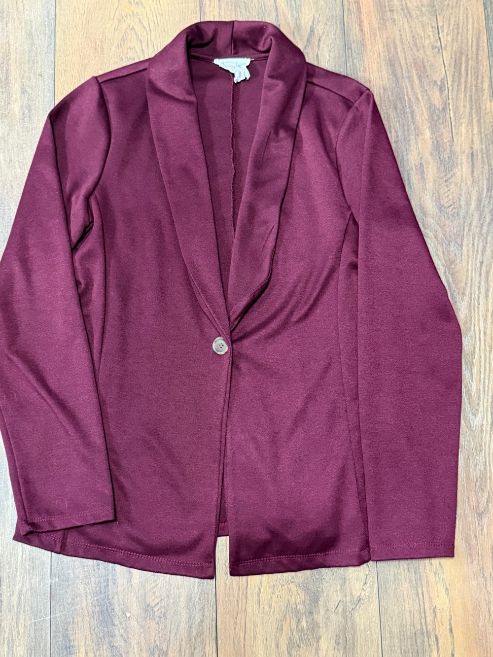 Hippie Rose Burgundy Shawl-Collar Single-Button Blazer